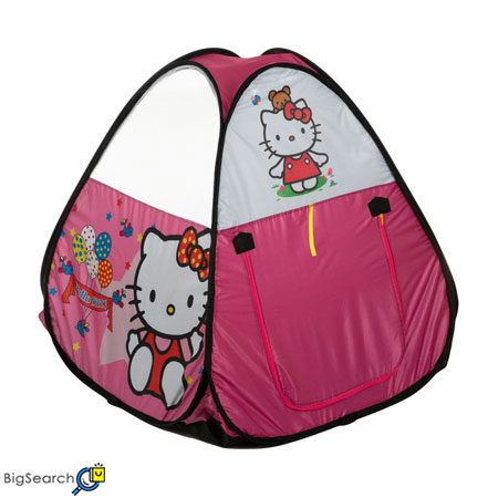 چادر مخصوص بازی کودک مدل Hello Kitty دارای پنجره توری می باشد.