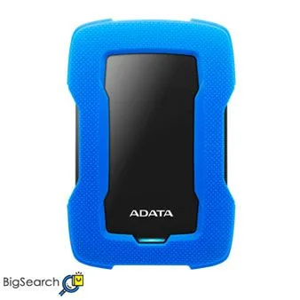 هارد اکسترنال ای دیتا مدل HD330 با پوشش سیلیکونی مشکی، مقاومت در برابر ضربه و با حسگر شوک داخلی