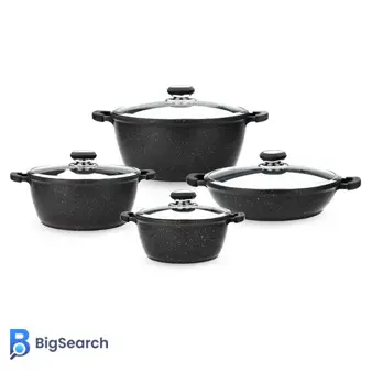 قابلمه و تابه زرساب گریپ RP-7610-2 هشت پارچه مشکی؛ نچسب و بادوام