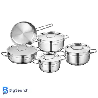 مدل Alfa؛ جزو بهترین مدل قابلمه استیل کرکماز ۹ پارچه با طراحی ارگونومیک و مقاومت عالی در برابر حرارت