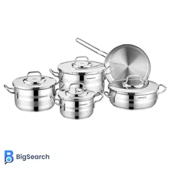 سرویس قابلمه استیل کرکماز مدل پرولاین ۹ پارچه با کفه چندلایه و انتقال حرارت یکنواخت در پخت و پز