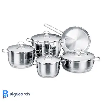 سرویس قابلمه استیل کرکماز آسترا ۹ پارچه از محصولات پرفروش برند ترکیه ای Korkmaz با استیل ضدزنگ INOX