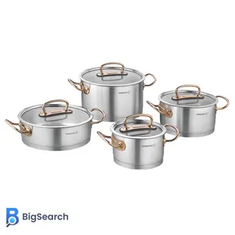 کرکماز مدل پرولاین ۸ پارچه؛ یکی از بهترین مدلهای قابلمه استیل کرکماز با کف حرارتی سه لایه کپسولی