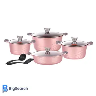 سرویس ۱۰ پارچه قابلمه کاندید مدل اوشن با سه قابلمه استاندارد، تابه ۲۸ دودسته و روکش گرانیتی نچسب