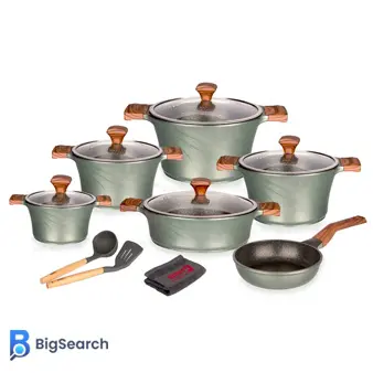 سرویس ۱۴ پارچه قابلمه و تابه کاندید مدل سزار با بدنه آلومینیومی دایکست، روکش داخلی تیتانیوم