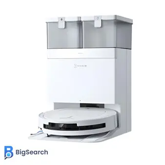 جارو رباتیک اکووکس مدل T50 Pro Omni با طراحی باریک و ایستگاه OMNI سفید رنگ