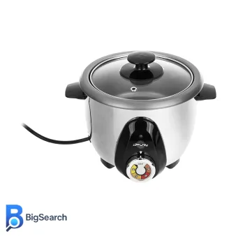 پلوپز پارس خزر RC-61TS با بدنه استیل براق و درب شیشهای پیرکس، مناسب برای استفاده یک یا دو نفره