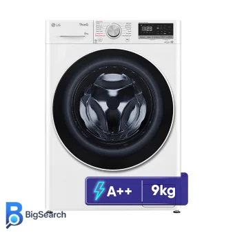 ماشین لباسشویی ال جی مدل F4R5VYG0W، بدنه سفید با دیگ ۹ کیلوگرمی استیل