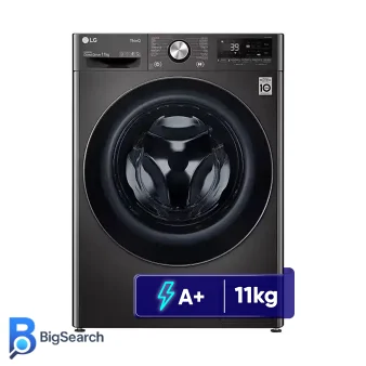 ماشین لباسشویی ال جی WR9011PBG، در از جلو با رنگ دودی و مشکی مات